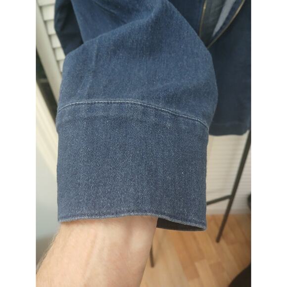Bon Worth Blue Denim Blouson Style Jacket Stretch Relaxed Fit Zipper Front sz L - Picture 6 of 11